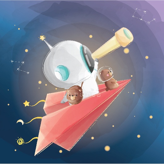 Little Astronaut Boy Using a Telescope