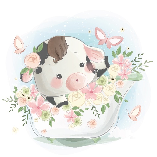 Little Calf in a Spring Bath Tub