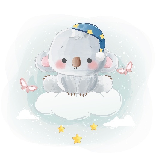 Cute Little Koala Sitting on Cloud