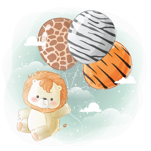 Little Safari Lion Flying with Animal Printed Balloons 2