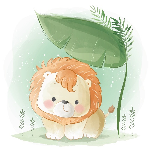 Little Safari Lion Under a Big Leaf