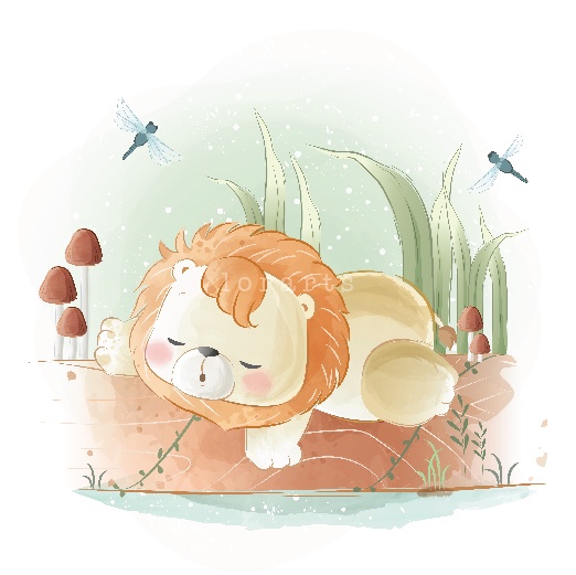 Little Safari Lion Sleeping on a Log