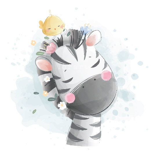 Little Zebra with a Bird on His Head