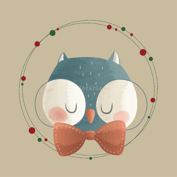 Cute Owl in a Wreath