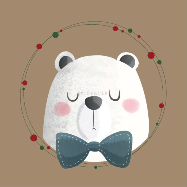 Cute Polar Bear in a Wreath