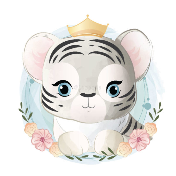 Baby Tiger Girl in a Flower Wreath 1