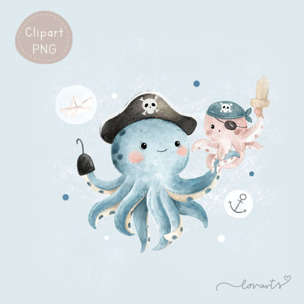 [Clipart PNG] Pirate Octopus - Image 4