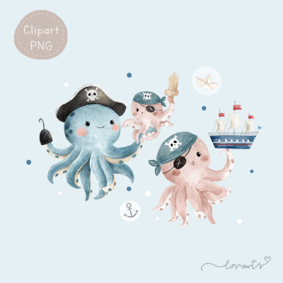 [Clipart PNG] Pirate Octopus
