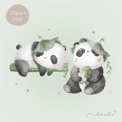 [Clipart PNG] Panda and Bamboo