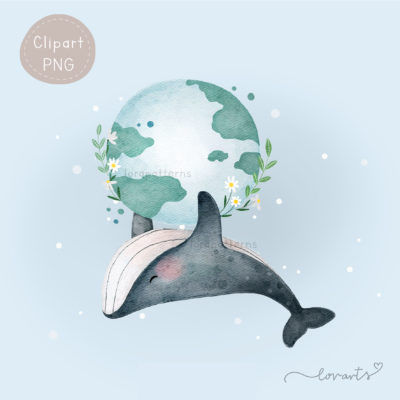 [Clipart PNG] Whale and Earth