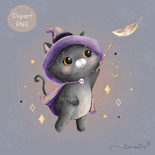 [Clipart PNG] Cat Witch - Image 3