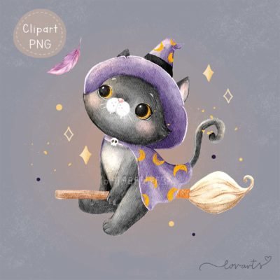 [Clipart PNG] Cat Witch