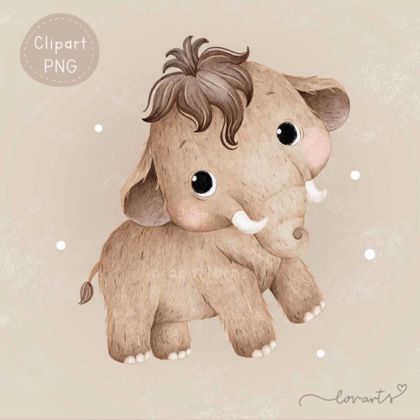 [Clipart PNG] Cute Little Mammoth - Image 3
