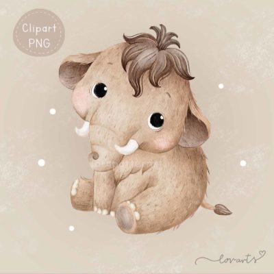 [Clipart PNG] Cute Little Mammoth