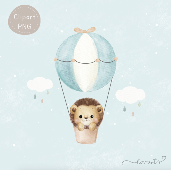 [Clipart PNG] Lion Flying With Balloons - Image 2