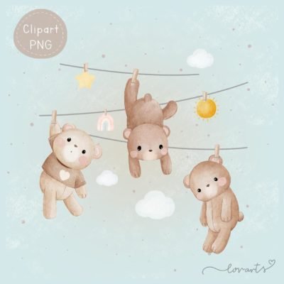 [Clipart PNG] Little Bears' Laundry Day