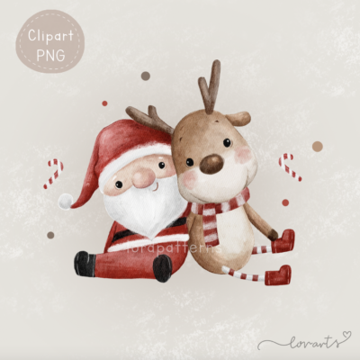 [Clipart PNG] Santa and Reindeer Bestie