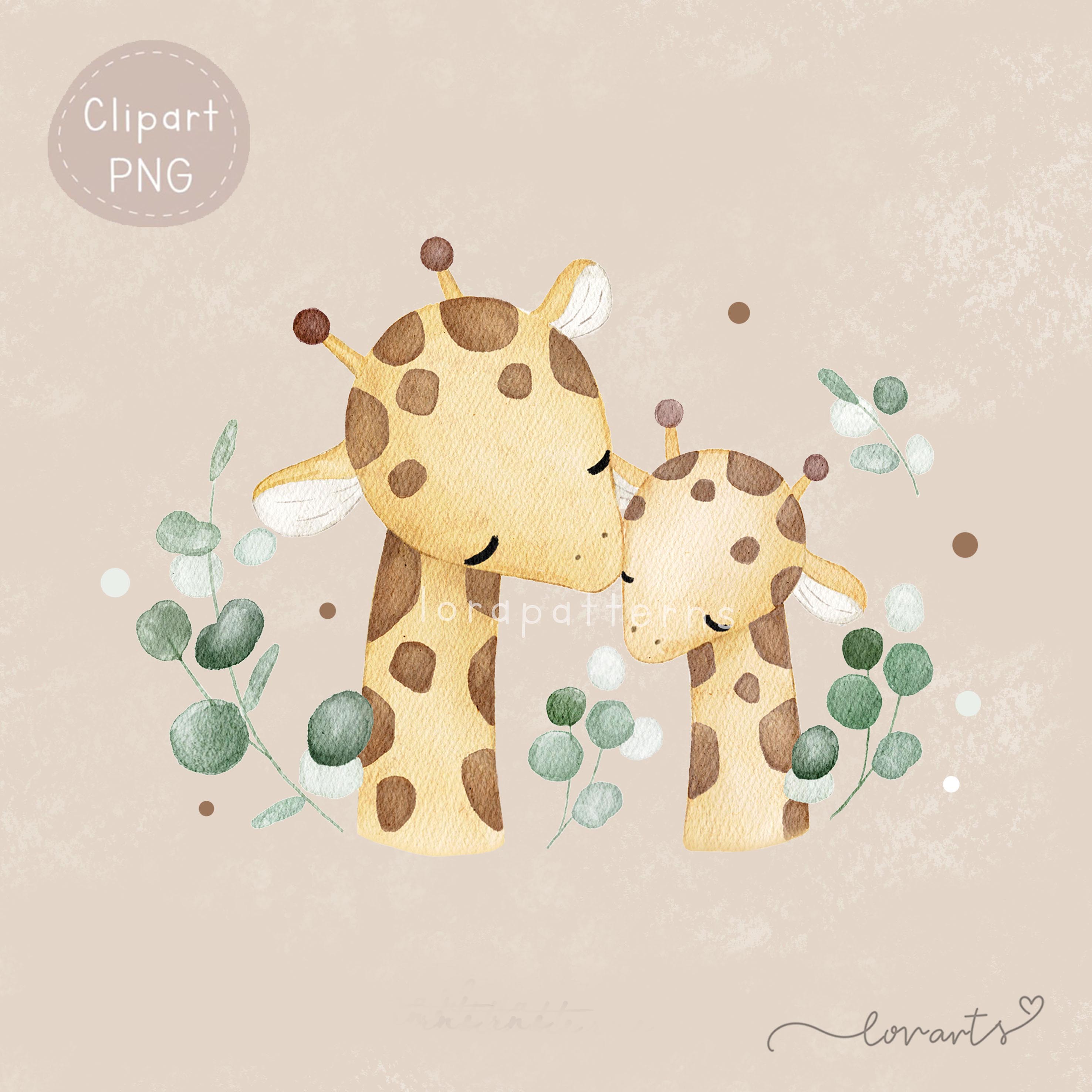 [Clipart PNG] Mommy and Baby Giraffe