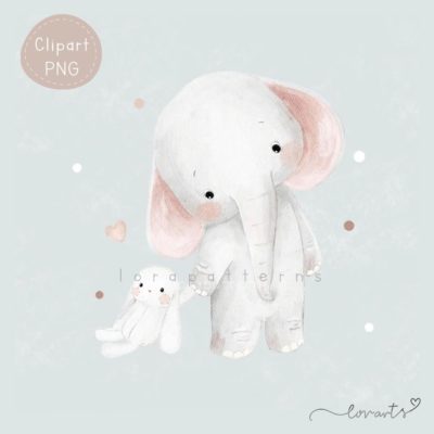 [Clipart PNG] Elephant and Bunny Doll