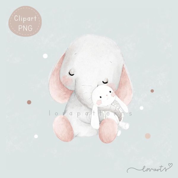 [Clipart PNG] Elephant and Bunny Doll - Image 2