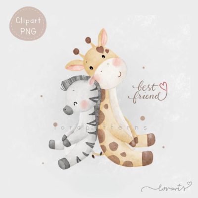 [Clipart PNG] Giraffe and Zebra Bestie