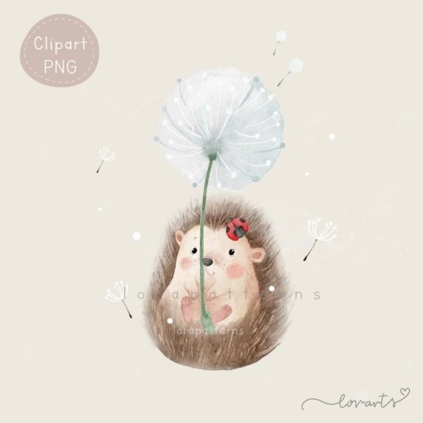 [Clipart PNG] Hedgehog Flying with Dandelion - Image 2