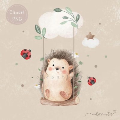 [Clipart PNG] Hedgehog and Ladybug