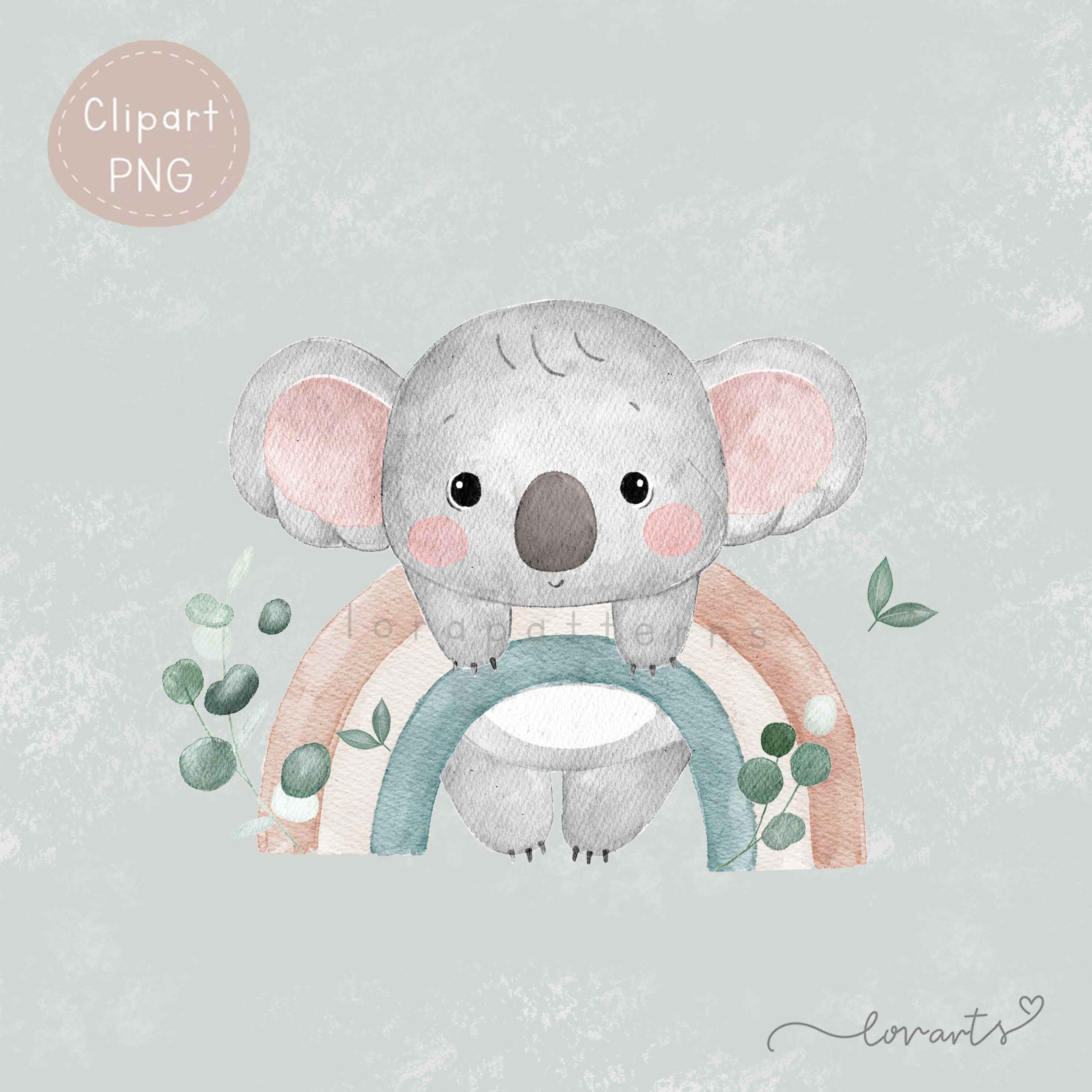 [Clipart PNG] Koala and Rainbow