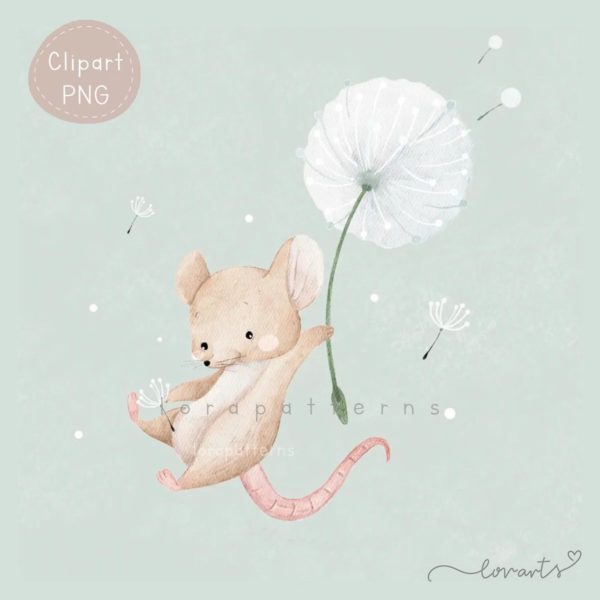 [Clipart PNG] Mouse and Dandelion