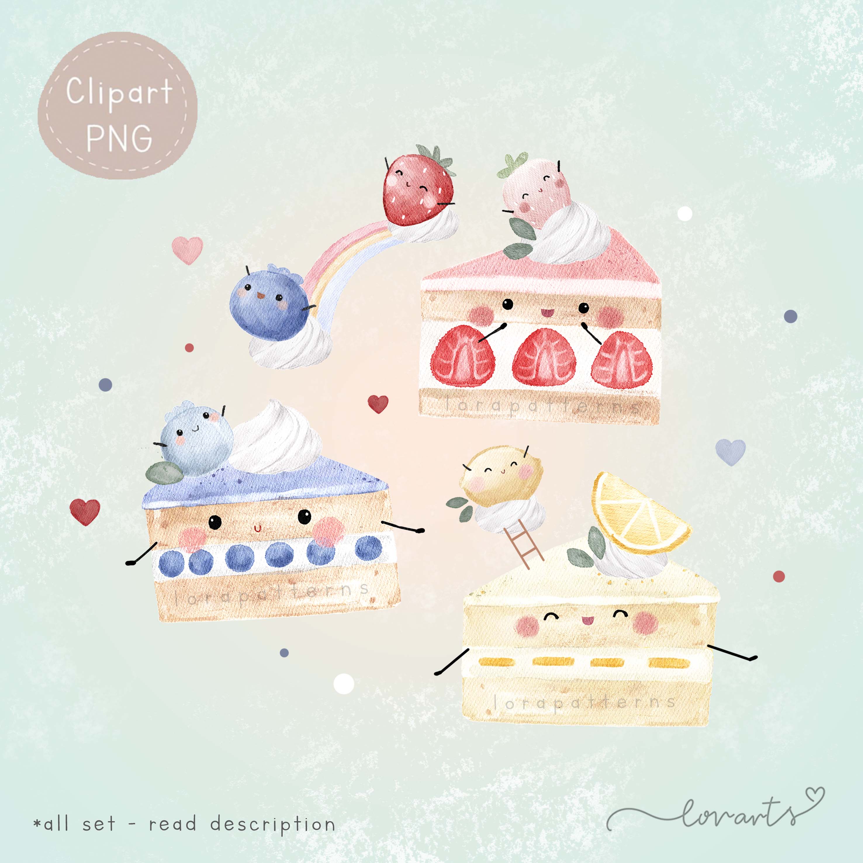 [Clipart PNG] Playful Fruit Cakes