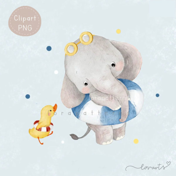 [Clipart PNG] Elephant in Summer - Image 3