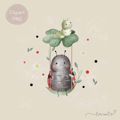 [Clipart PNG] Ladybug and Clover