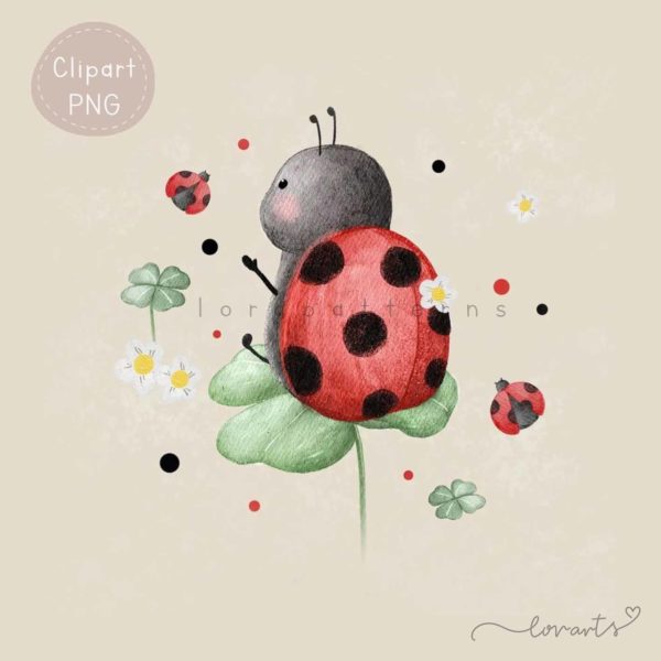 [Clipart PNG] Ladybug and Clover - Image 3