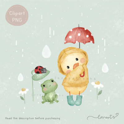 [Clipart PNG] Little Ducks in a Rainy Day
