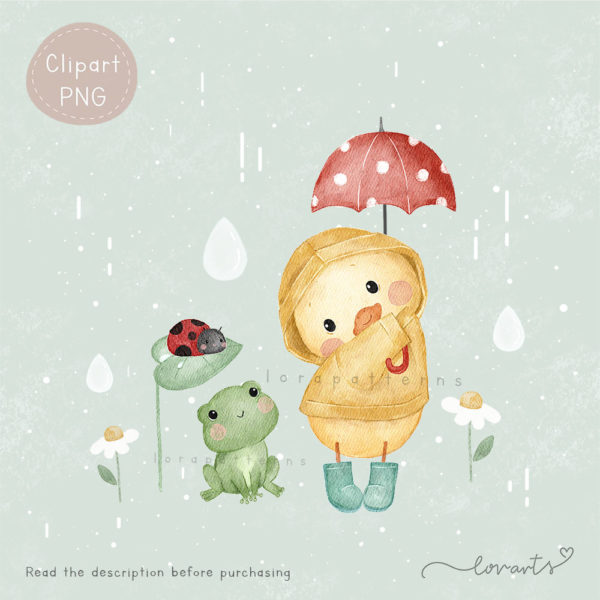 [Clipart PNG] Little Ducks in a Rainy Day