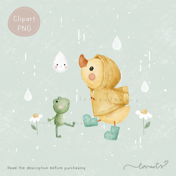 [Clipart PNG] Little Ducks in a Rainy Day - Image 3