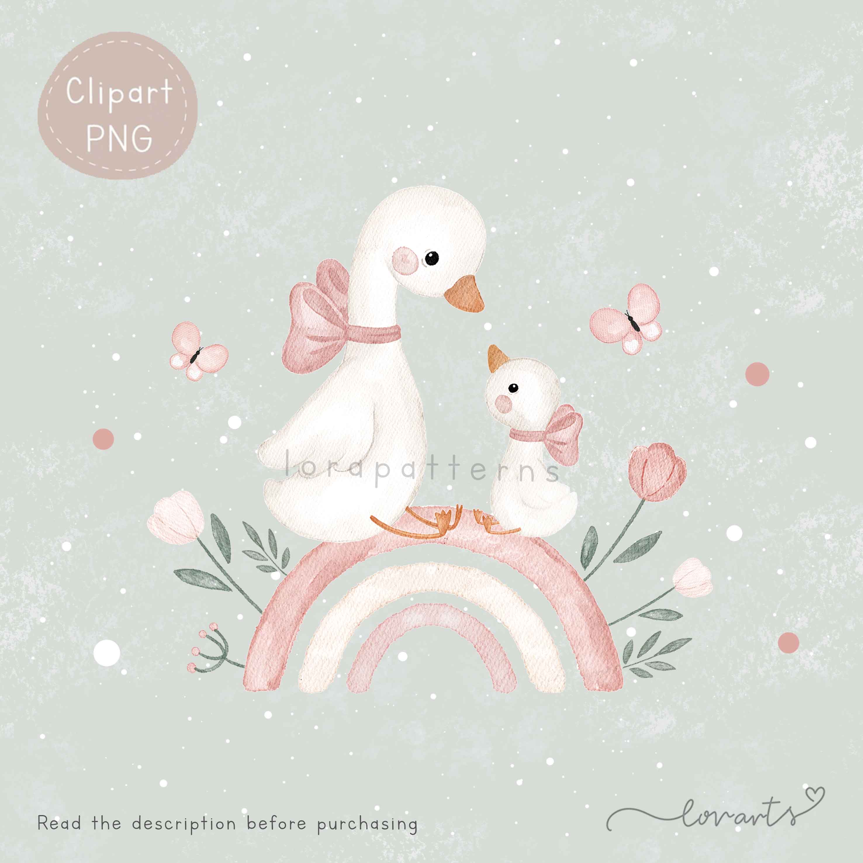 [Clipart PNG] Mommy Goose and Baby Gosling