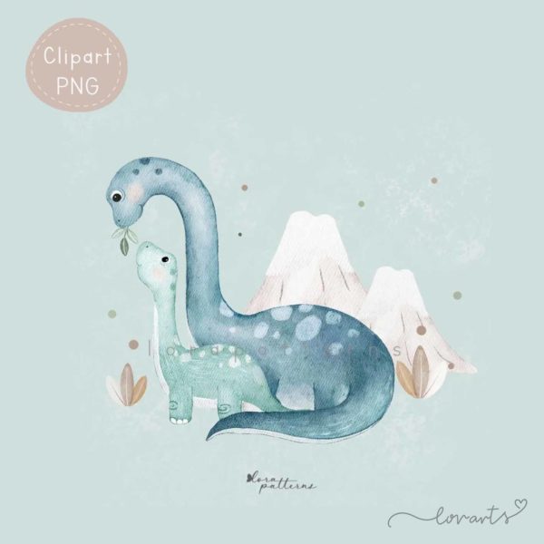 [Clipart PNG] Mommy and Baby Dino - Image 3