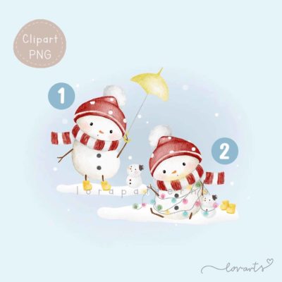 [Clipart PNG] Snowman and His Little Friend