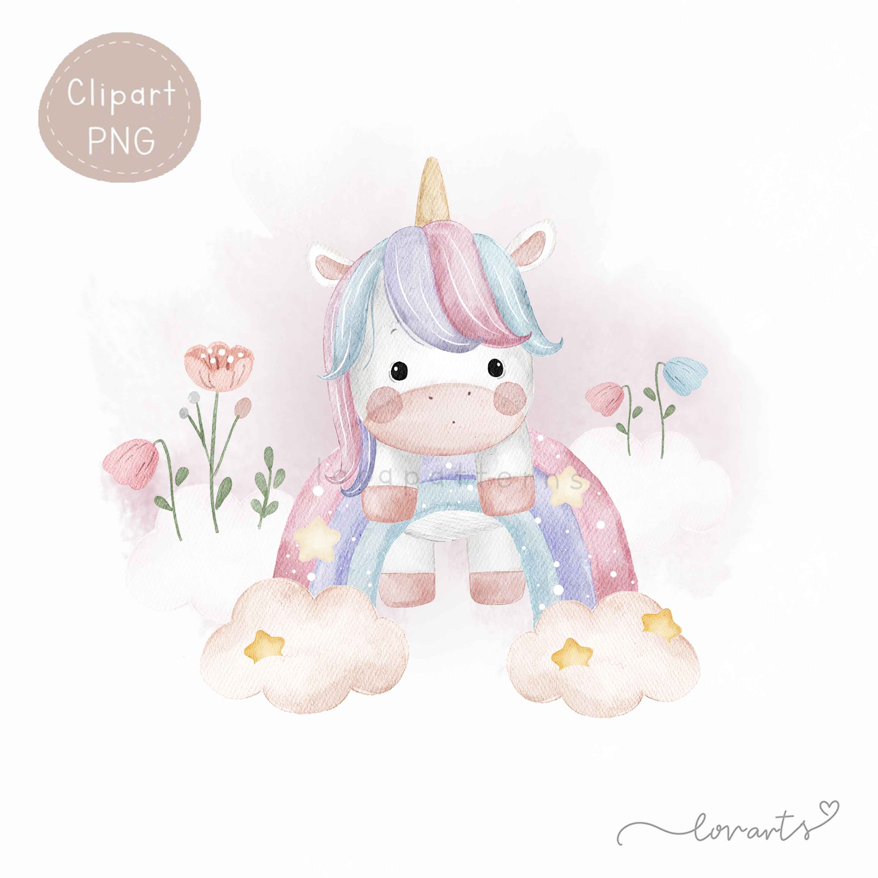 [Clipart PNG] Unicorn and Rainbow