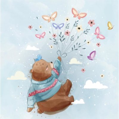 Bear Flying with Butterflies