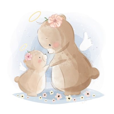 Angelic Mommy and Baby Bear