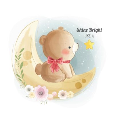 Little Bear Sitting on Moon