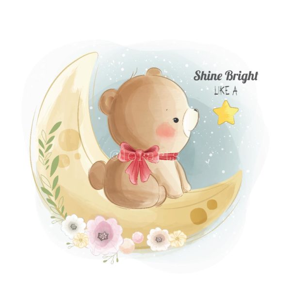Little Bear Sitting on Moon