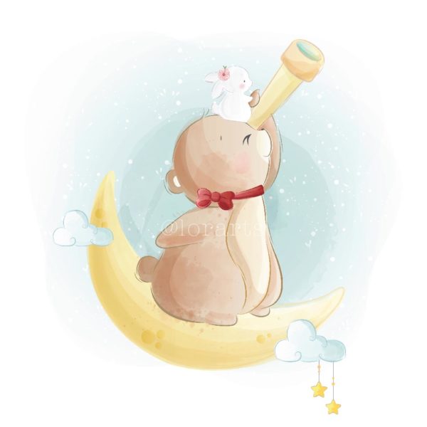 Little Bear Looking With a Telescope