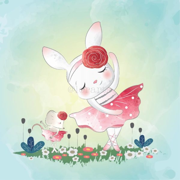 Little Bunny Dancing With a Mouse