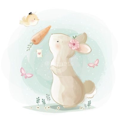 Bunny Receiving a Carrot Gift