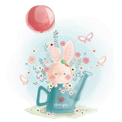 Cute Little Bunny Hiding in a Water Can