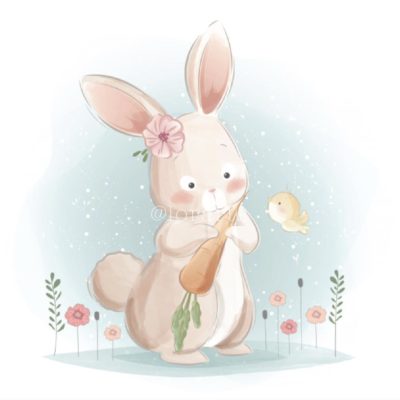 Little Bunny Holding a Carrot