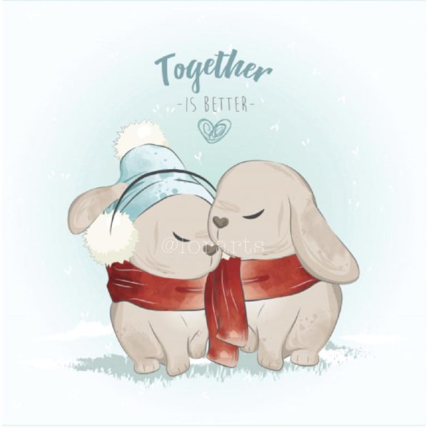 Cute Couple Bunny in Christmas